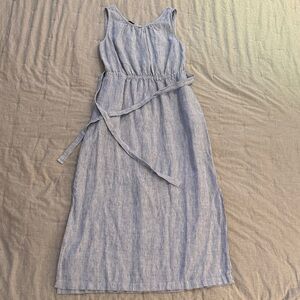 Talbots Blue and White Striped Linen Maxi Dress NWT